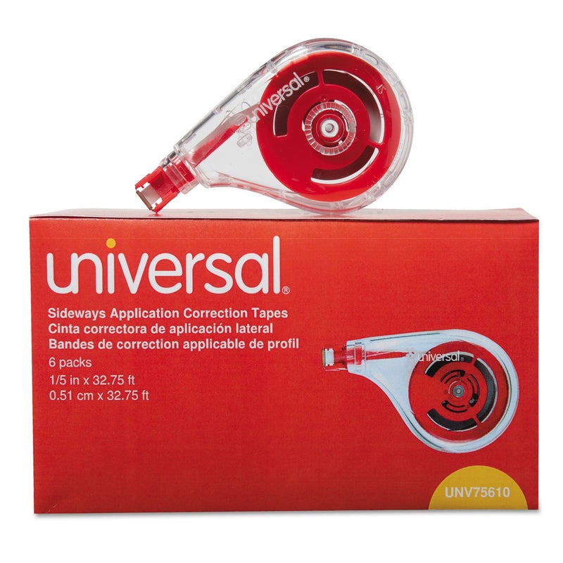 Universal Side-Application Correction Tape, Transparent Red Applicator, 0.2" x 393", 6/Pack - Image 2